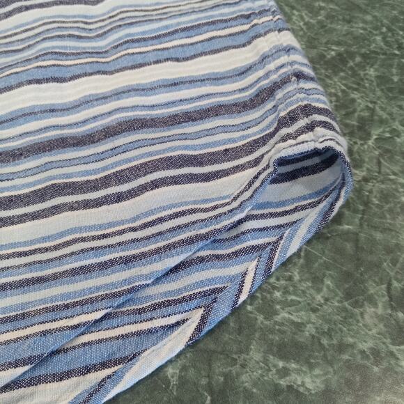 Gymboree Mens 2x XXL Linen Blend Short Sleeve Button Down Shirt Blue Stripe EUC - Picture 4 of 12